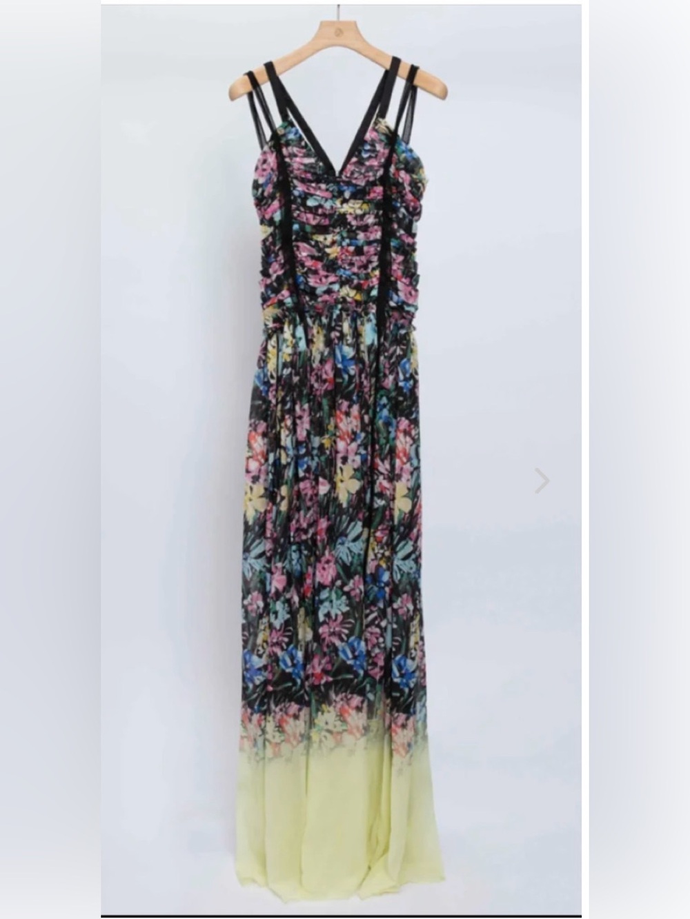3.1 Phillip Lim NWT Flowerworks Chiffon Degrade Ruched Dress Size 0 Black/Multi